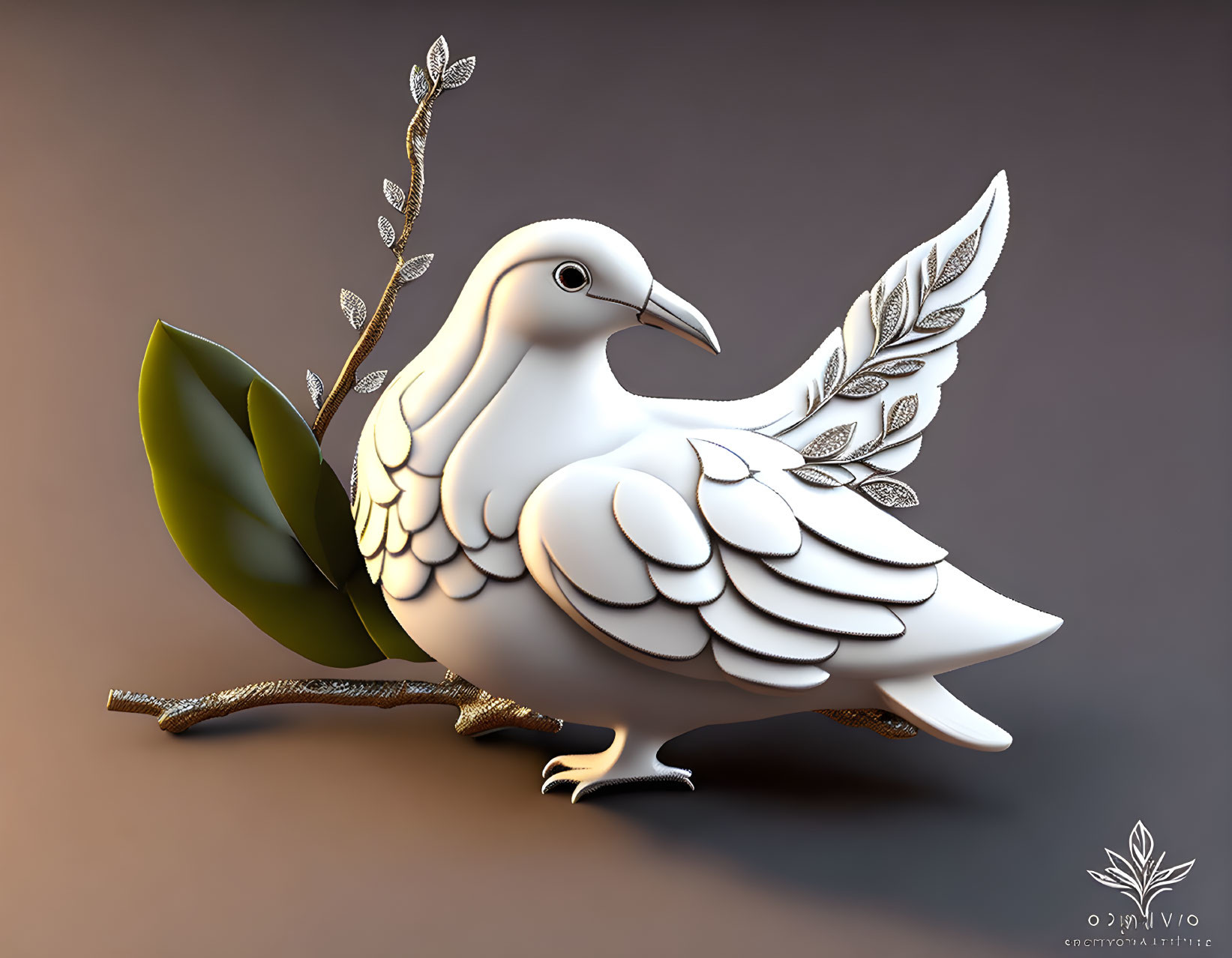 Symbol of Peace: White Dove with Olive Branch