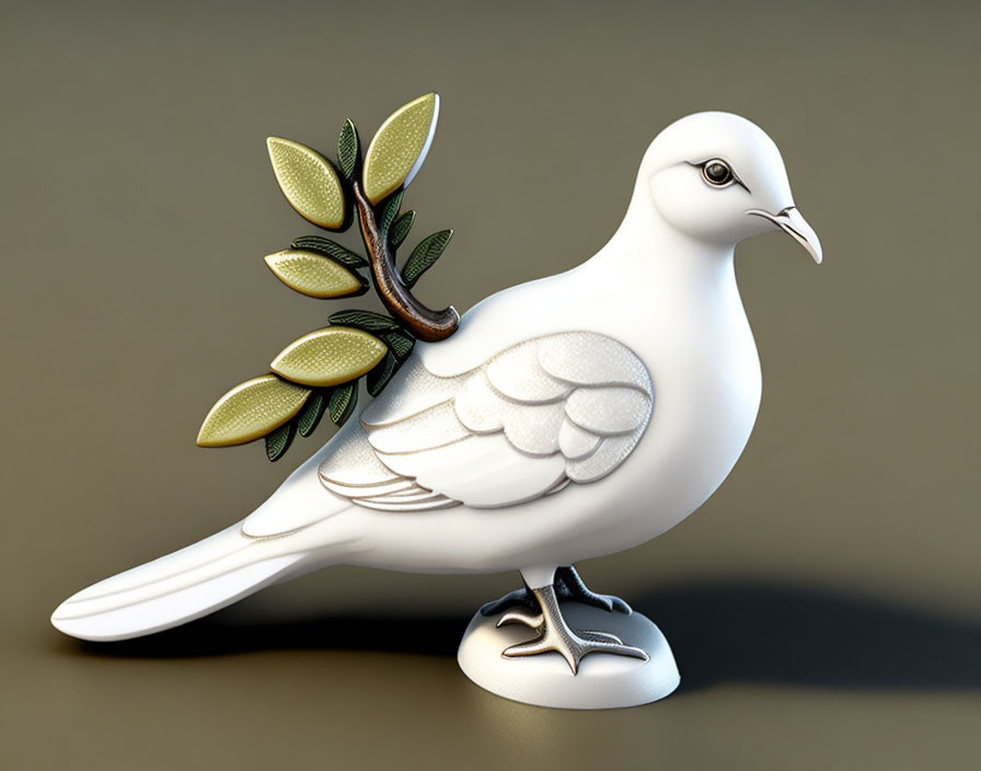 Dove of peace with olive branch