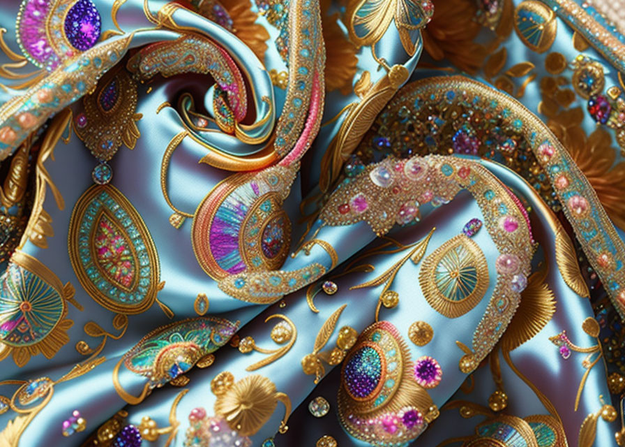 Intricate Gold Embroidery on Luxurious Fabric