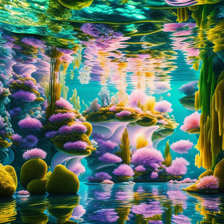 Colorful Coral Reef in Serene Underwater Scene