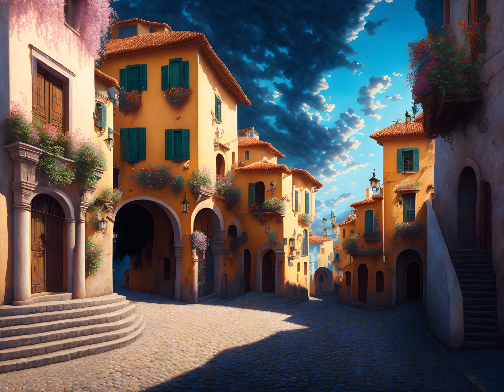 Very gorgeous medieval town street 