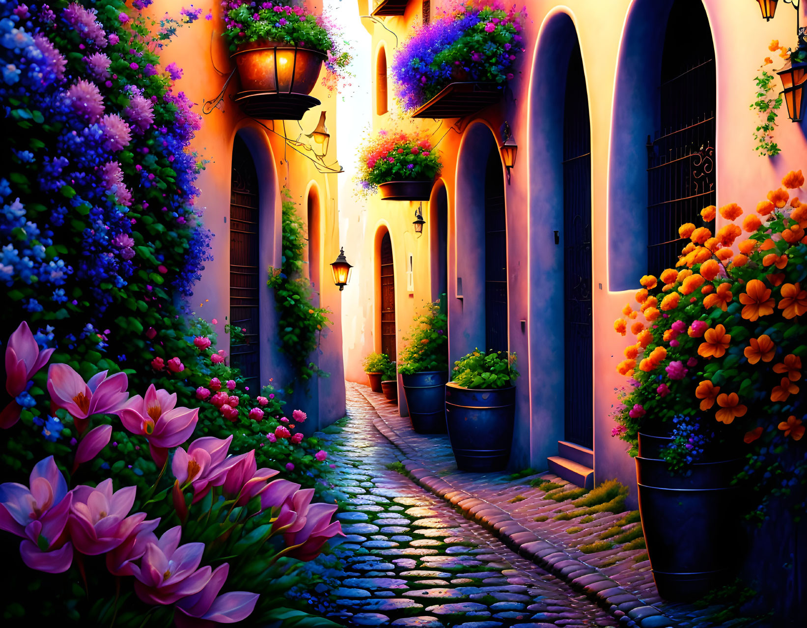 Alley with flowers 
