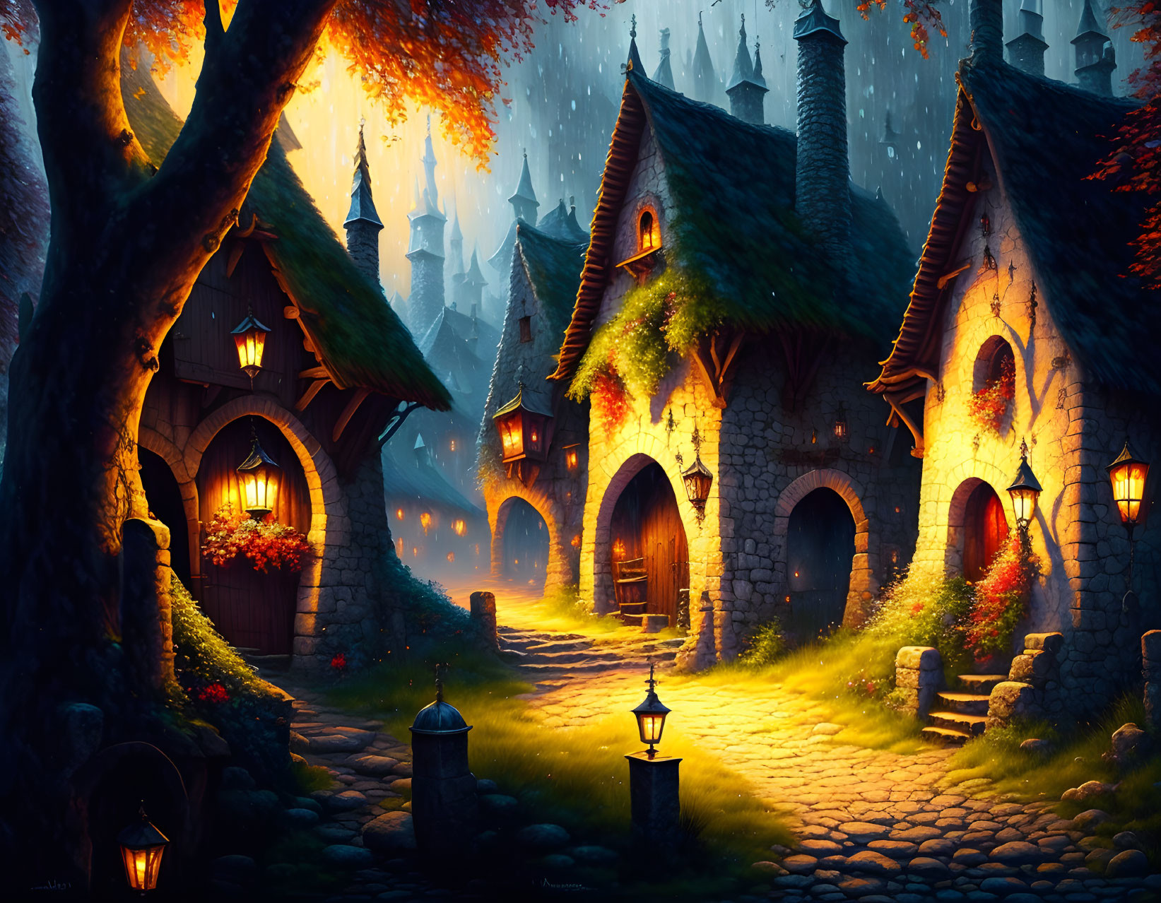 Fantasy medieval village 