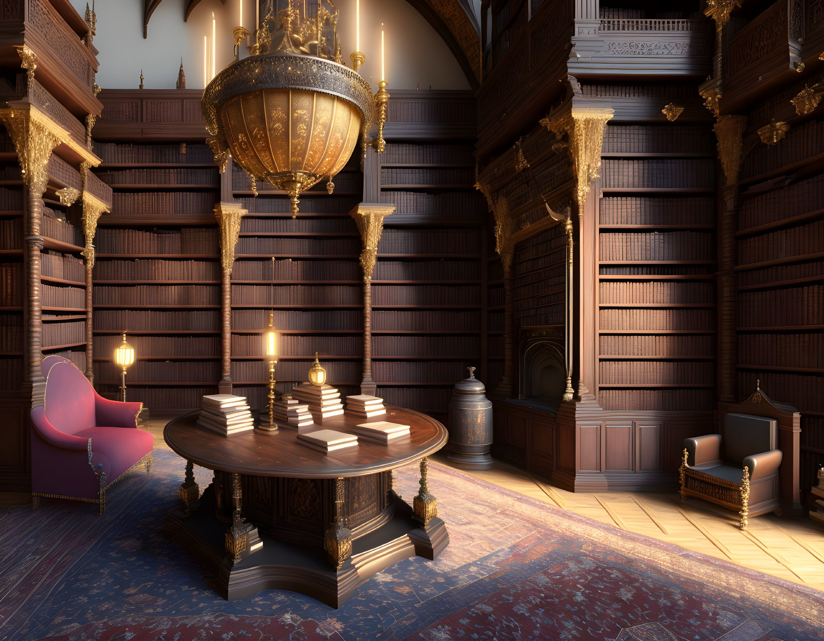 Cosy medieval library 