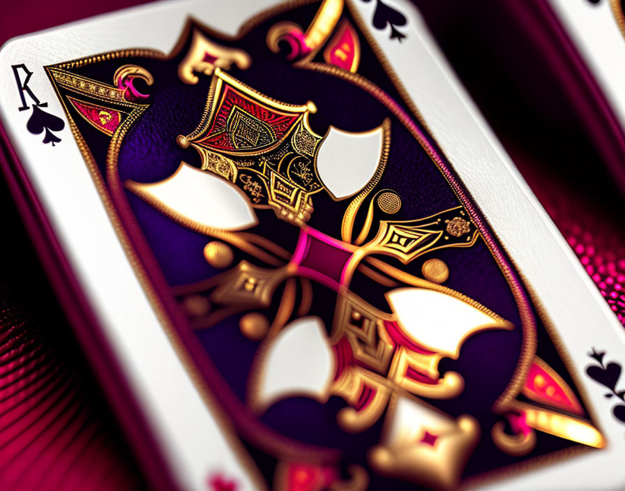 Detailed King of Spades Card Design on Purple Background