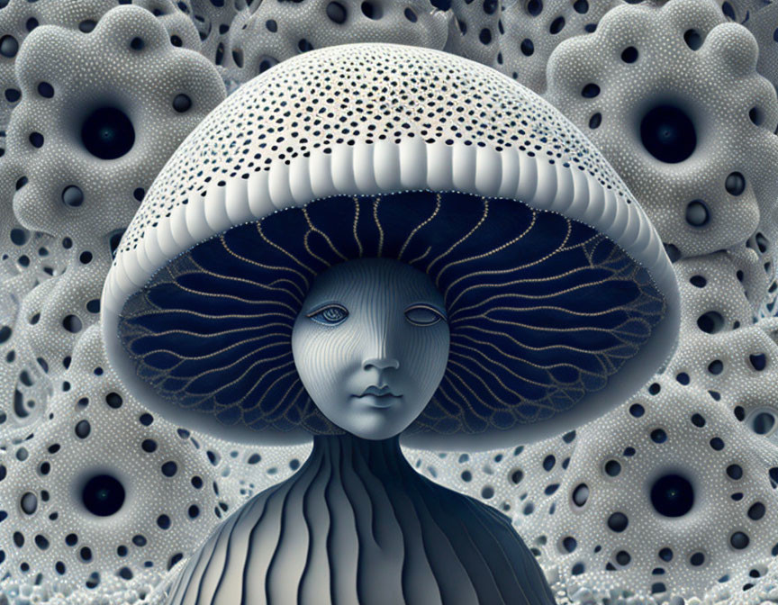 An intricate anthropomorphic mushroom