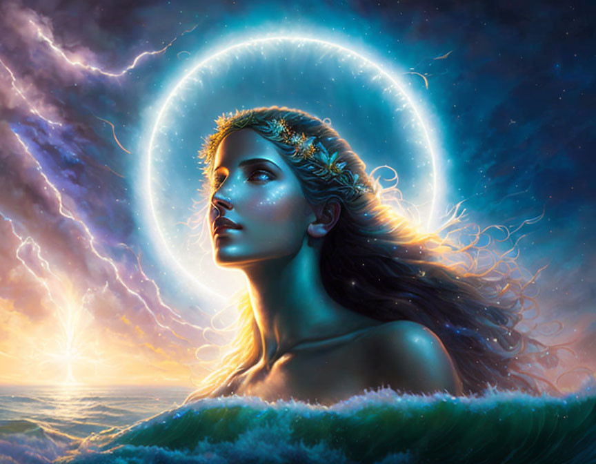 Goddess-of-sea emerging from the sea