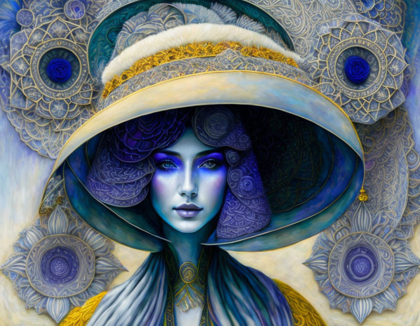  Woman wearing a fancy big hat