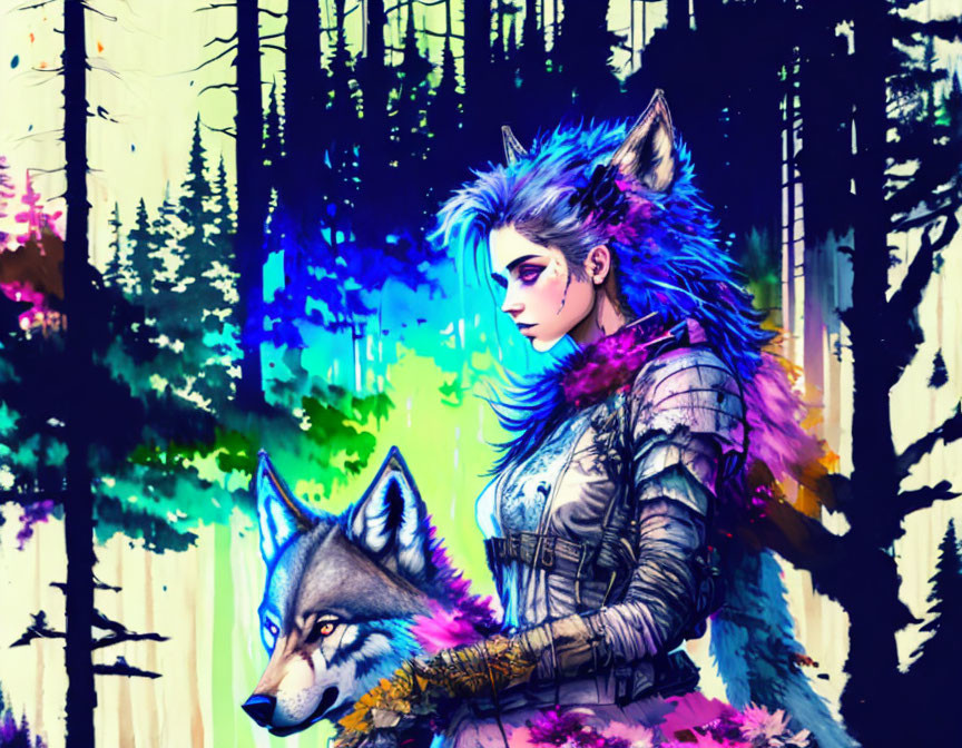 A werewolf with a wolf 