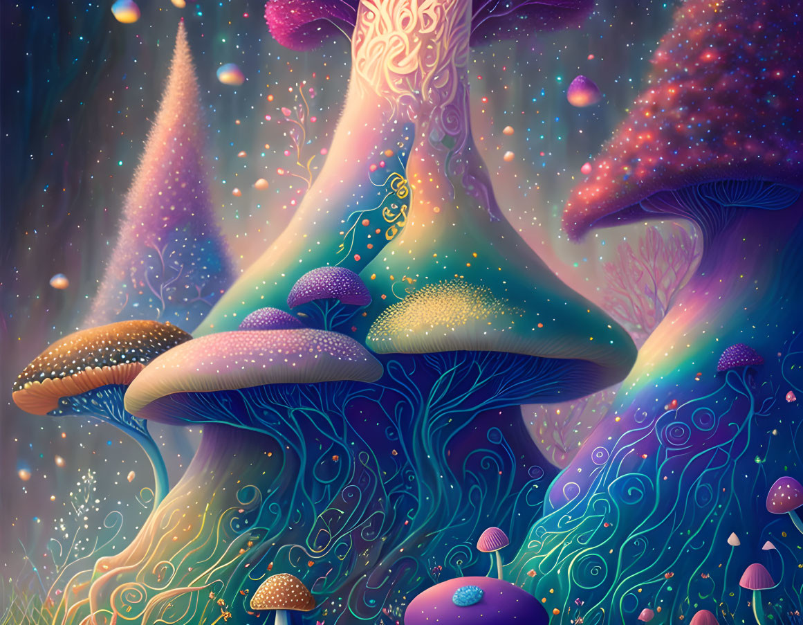 Whimsical mushroom trees 