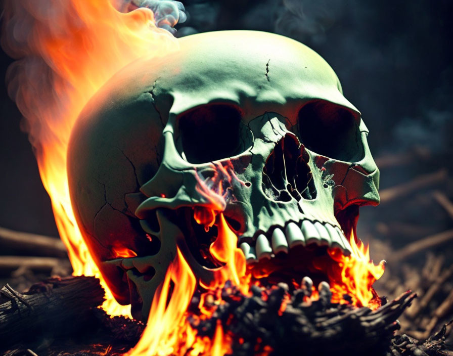 A burning skull