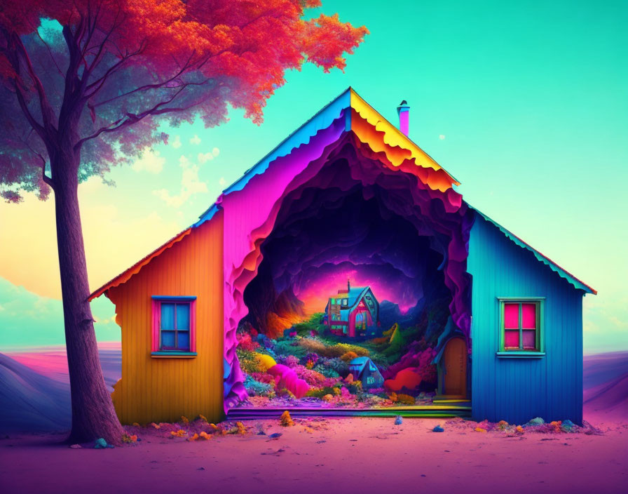 A colorful house in the abyss. 