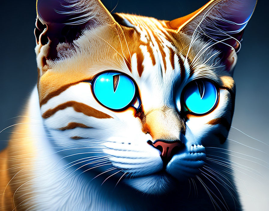 Vibrant digital cat art with exaggerated features