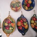 Colorful Fruit Trees with Baskets Canopies Overflowing with Apples, Strawberries, and Blue