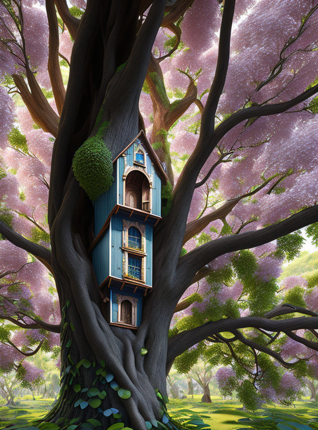 Tiny houses in giant tree