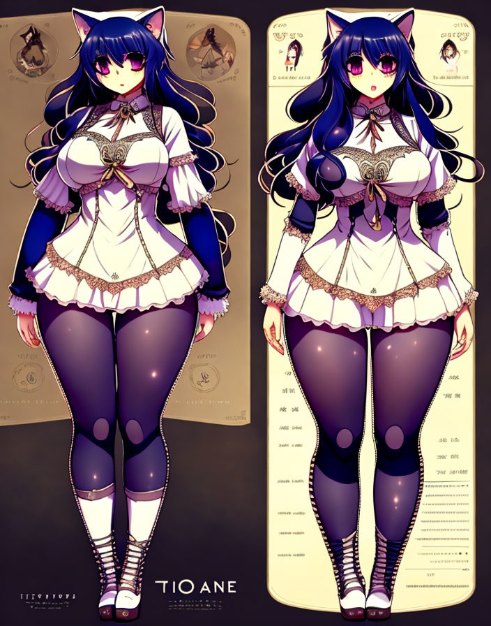 Anime-style Catgirl Character in Maid Outfit with Blue Hair & Cat Ears