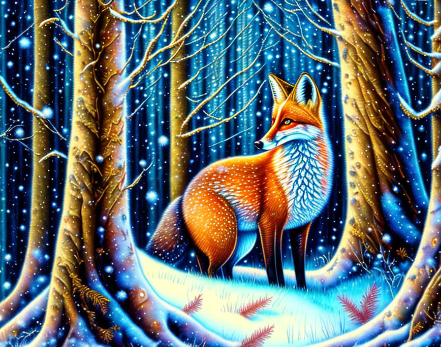 A fox in a winter forest