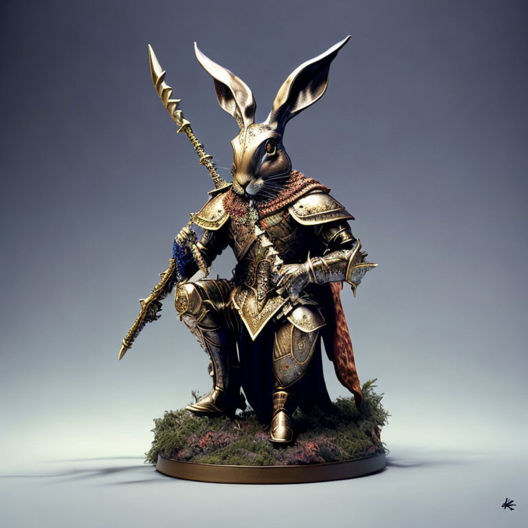 The hare knight on his knees!