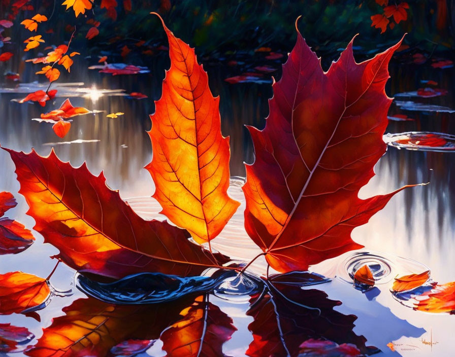 beautiful elegant autumn colors, fallen leaves...