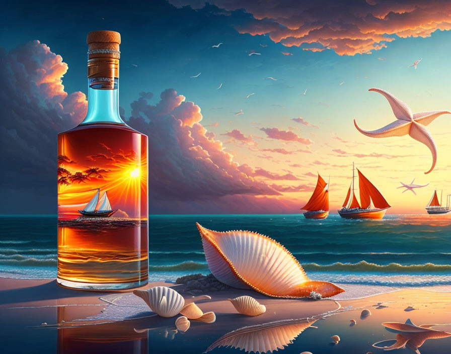  a ship with white sails in an ordinary rum...