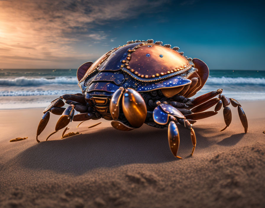  Steampunk crab on the beach!