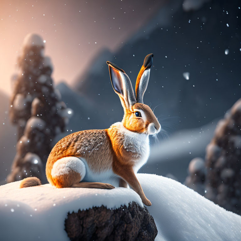 Hare hare on a mountain full of snow...