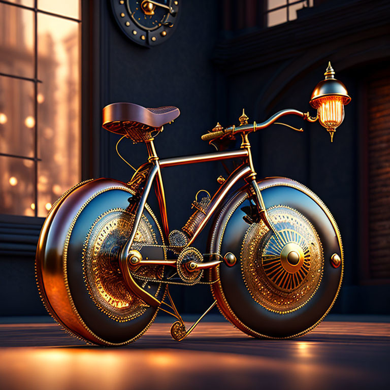 Steampunk bicycle with brass...