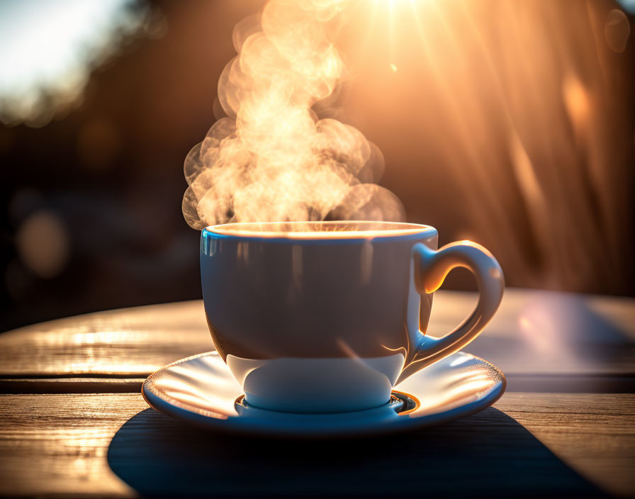  cup of coffee, steam, sunshine ...