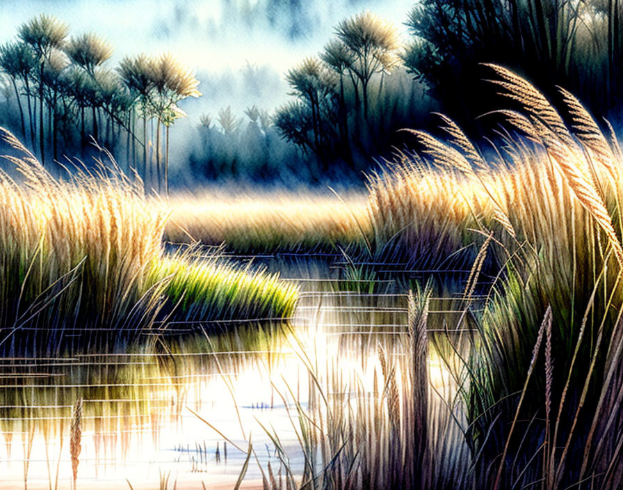 Floodplain, green sedge and reeds ...