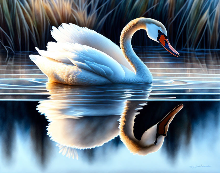 Swan sitting on a sandbank in the water...