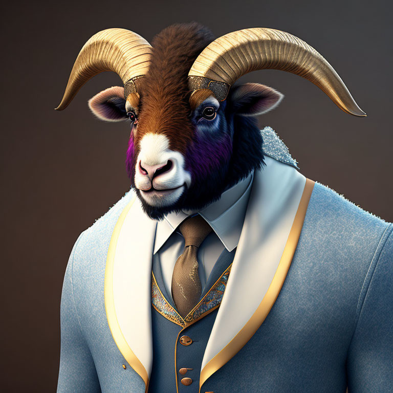 A cute ram in a sports jacket with a hood!