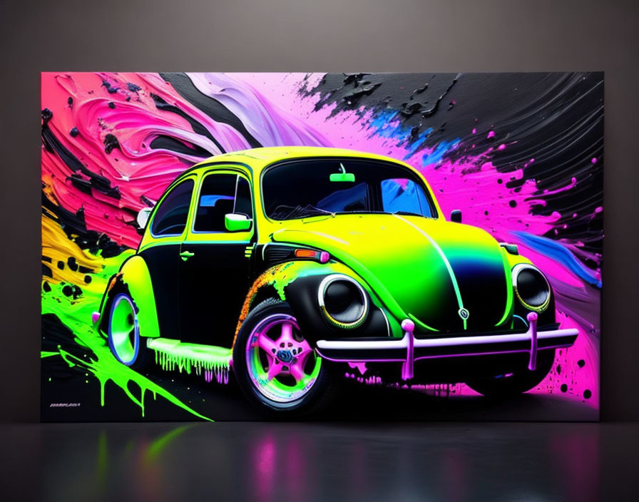 paint attack on a black car Volkswagen Beetle!