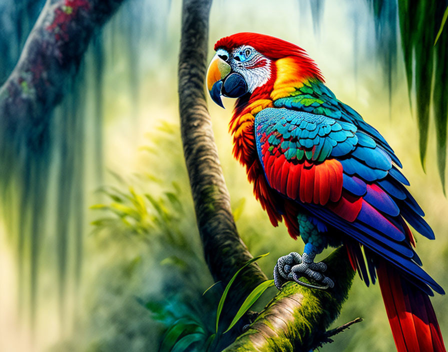 Scarlet Macaw sitting on a branch...