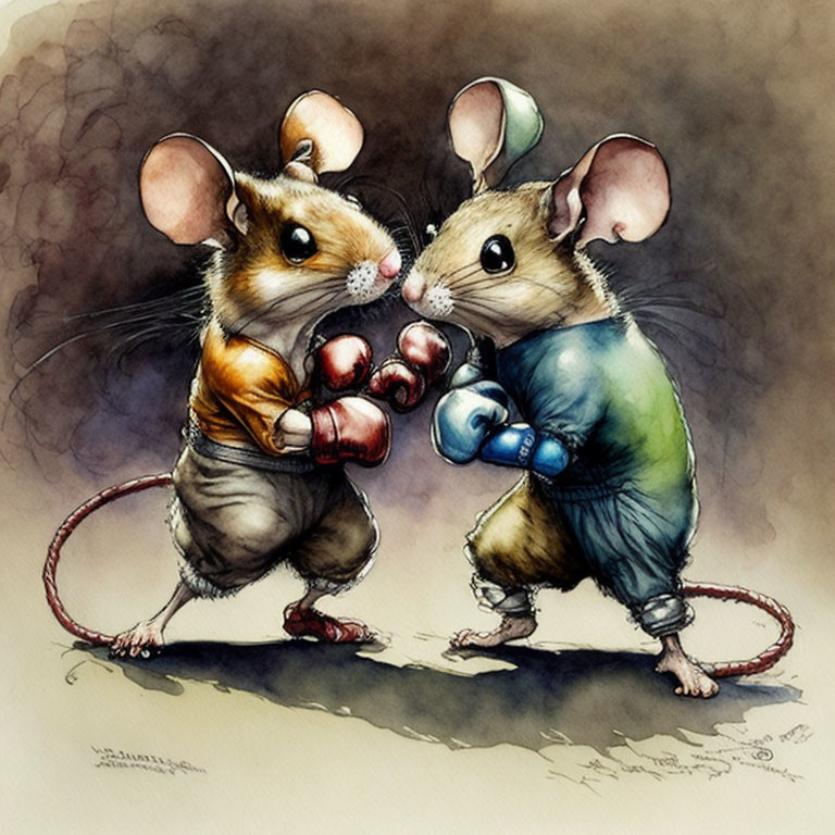 Two adult boxing mice fighting in a ring!
