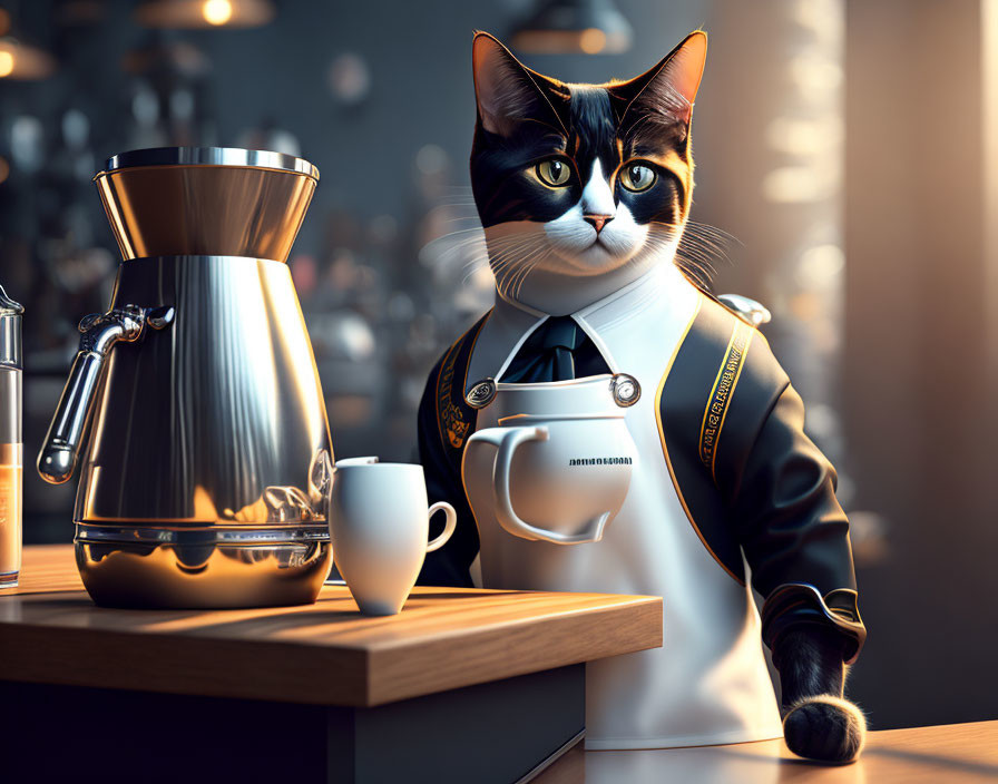 fine-art photo-portrait of a barista cat!