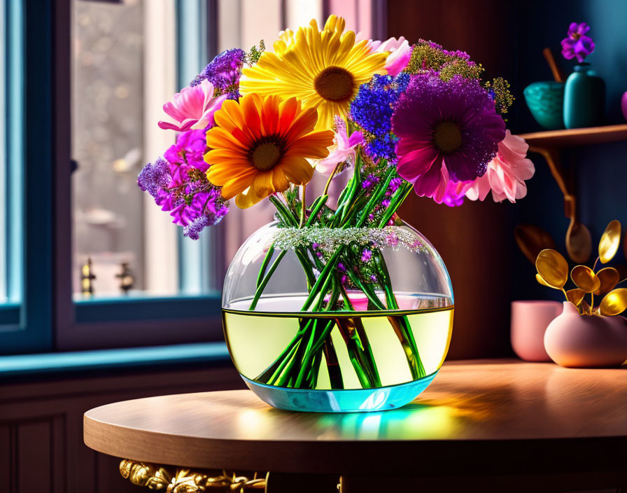 A bouquet of colorful glass spring flowers...