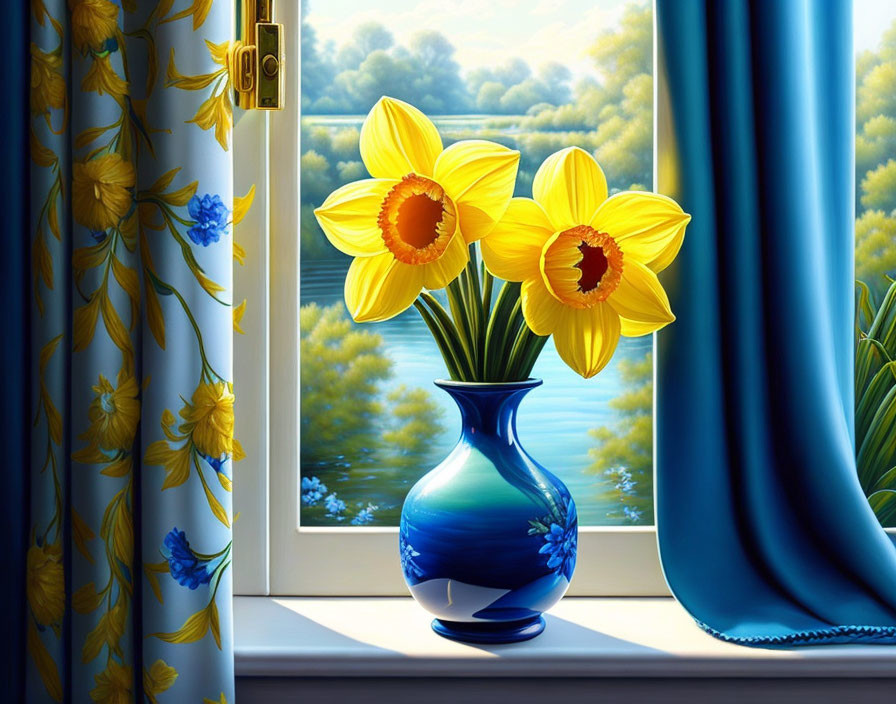 Daffodils on a vase in the window...