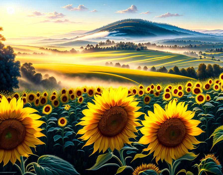  View from a lookout over a field of sunflowers...