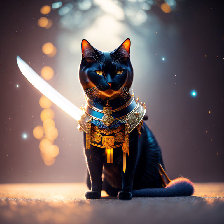 Samurai cat, samurai, sword...