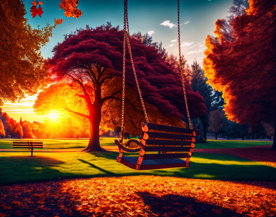  Romantic scene swing in the park...