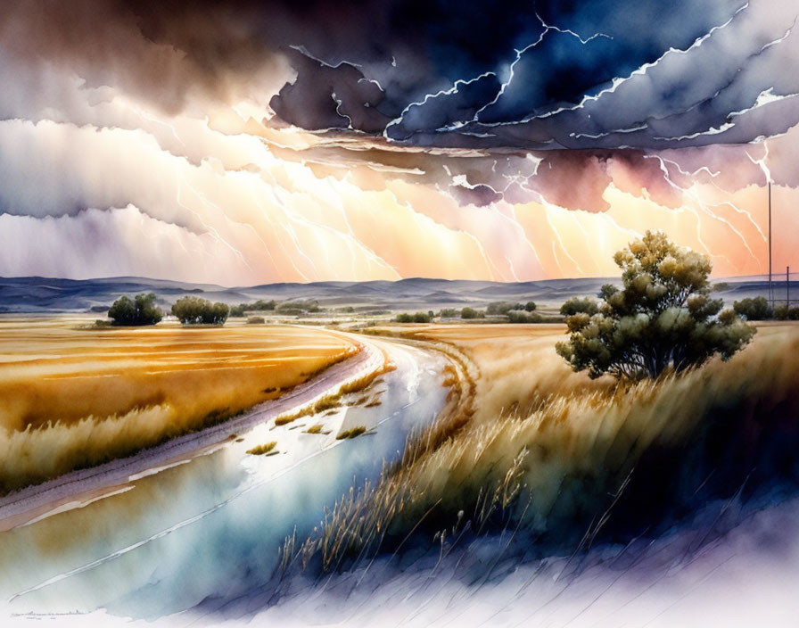 Thunderstorm over the plains, summer, dramatic ...
