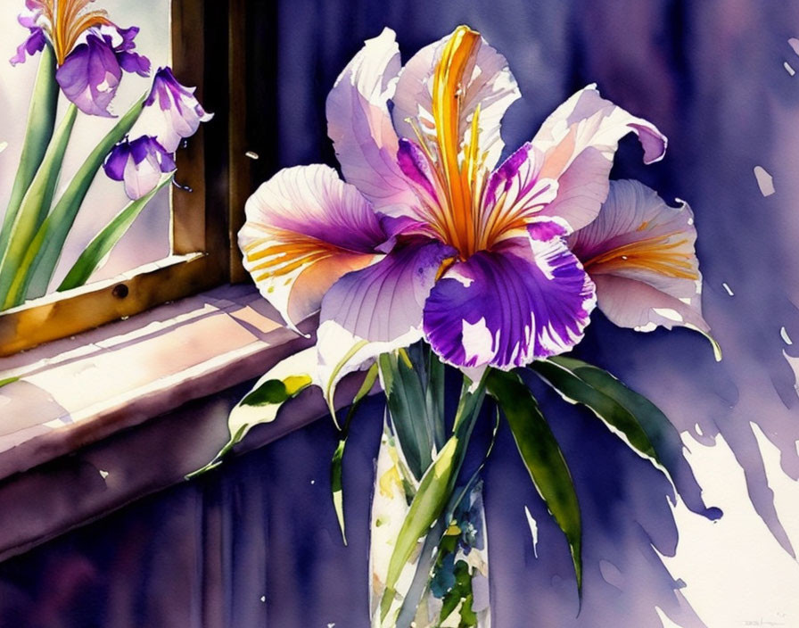  Iris lily, watercolor painting...