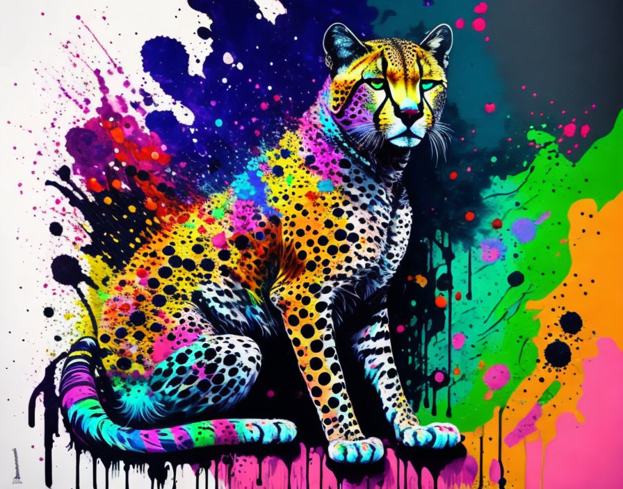 Cheetah splatter, graffiti, splatter, street art..