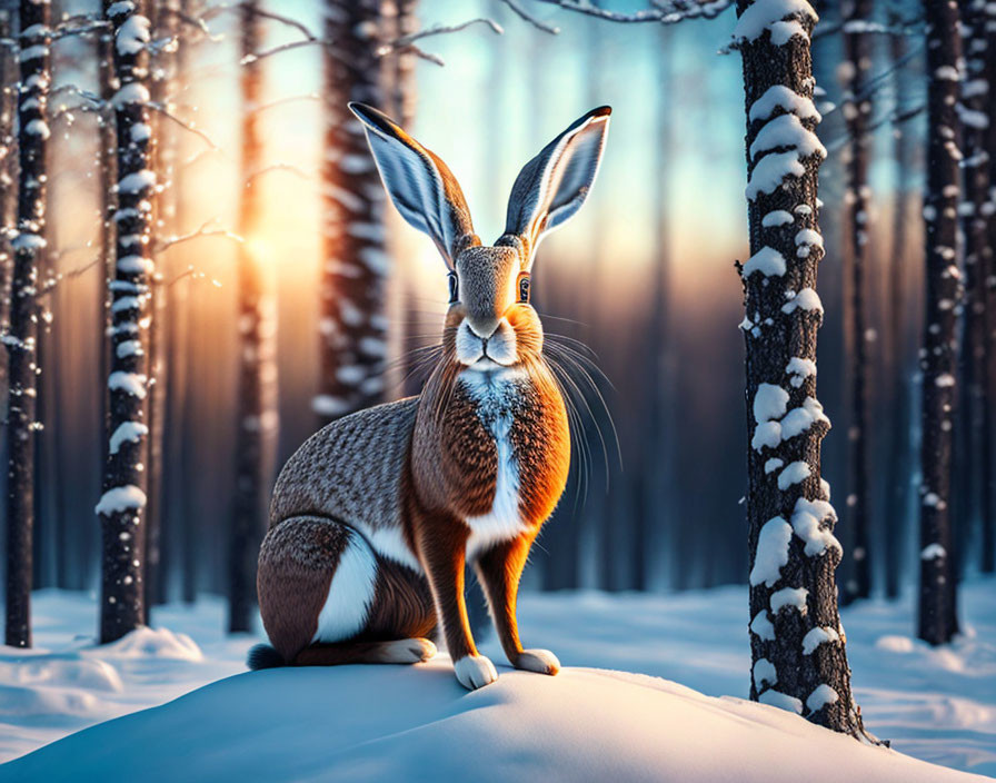  A special and beautiful hare stands in the middle