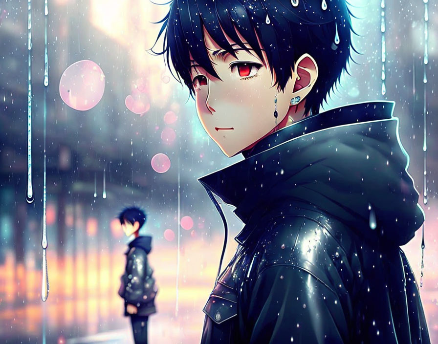 A boy in rain