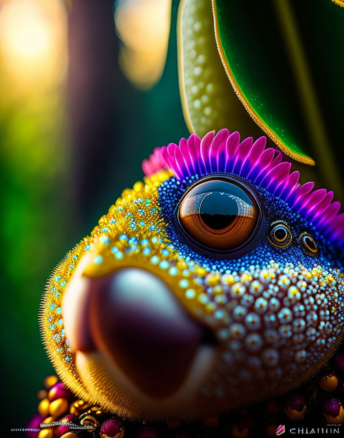 Colorful Decorated Elephant Figurine with Vibrant Eye and Intricate Patterns
