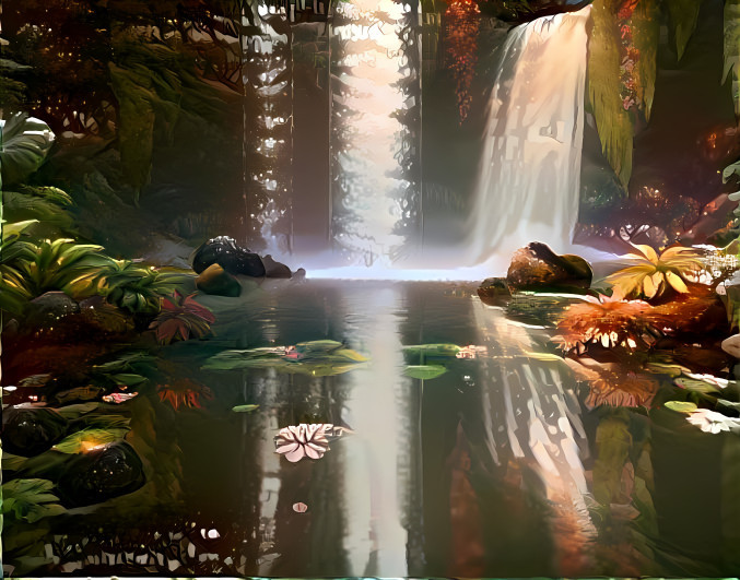 Jungle with waterfall