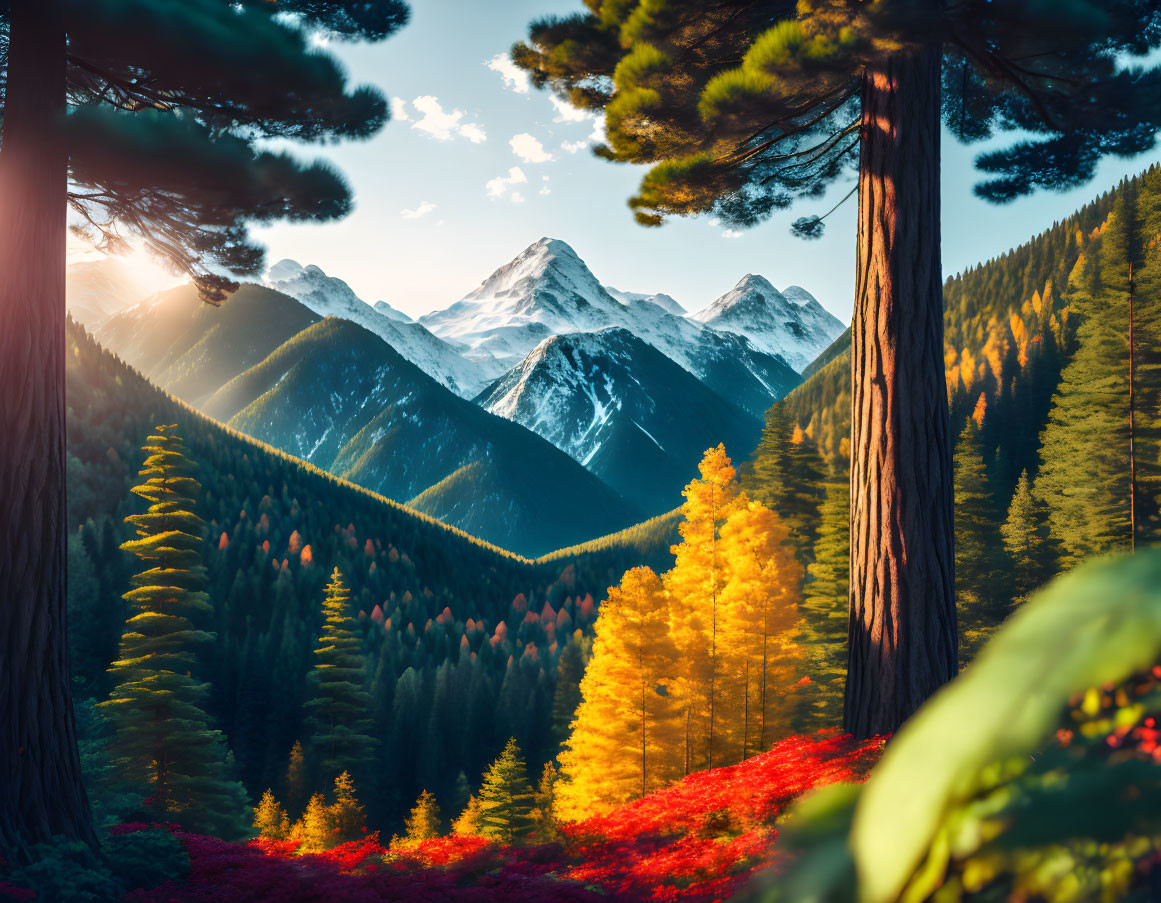 Forest surrounded by mountains