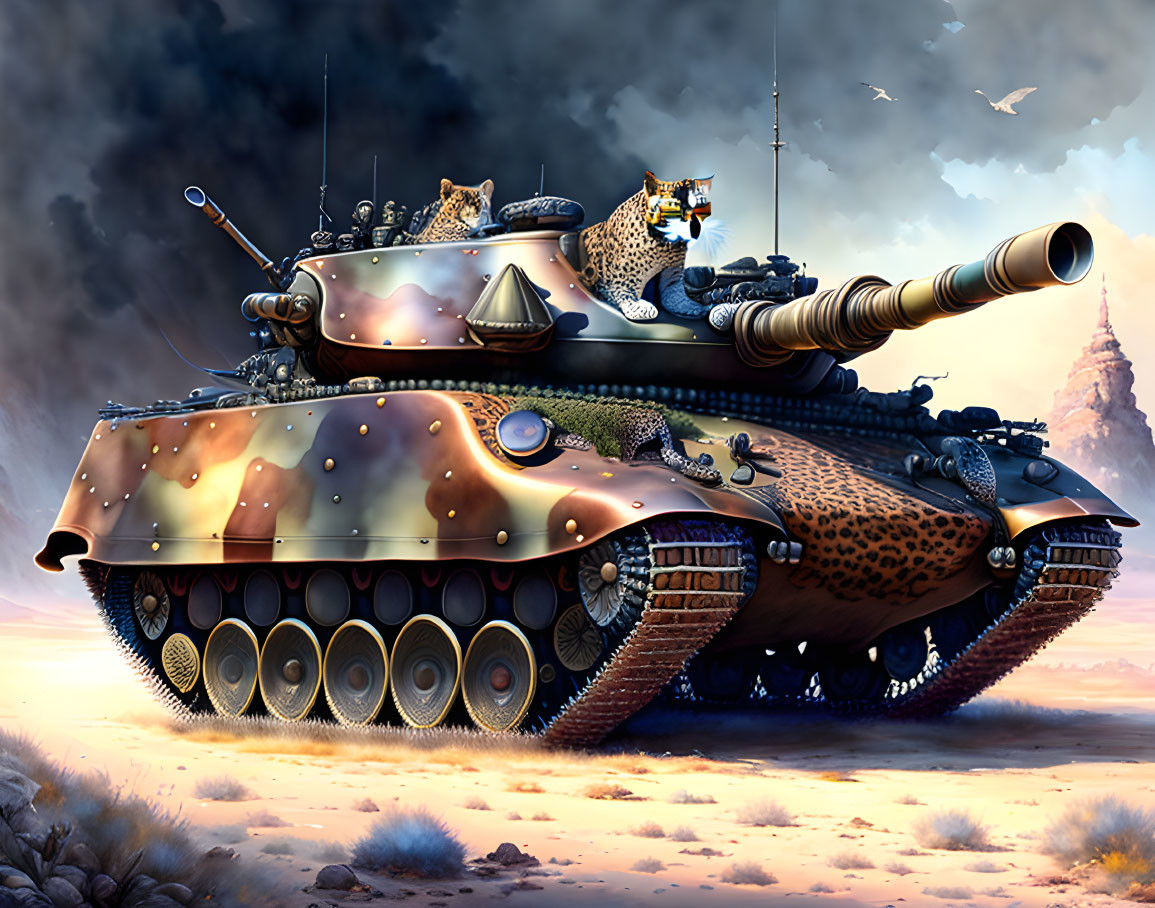 Leopard driving Tank leopard with handle, by Jean-