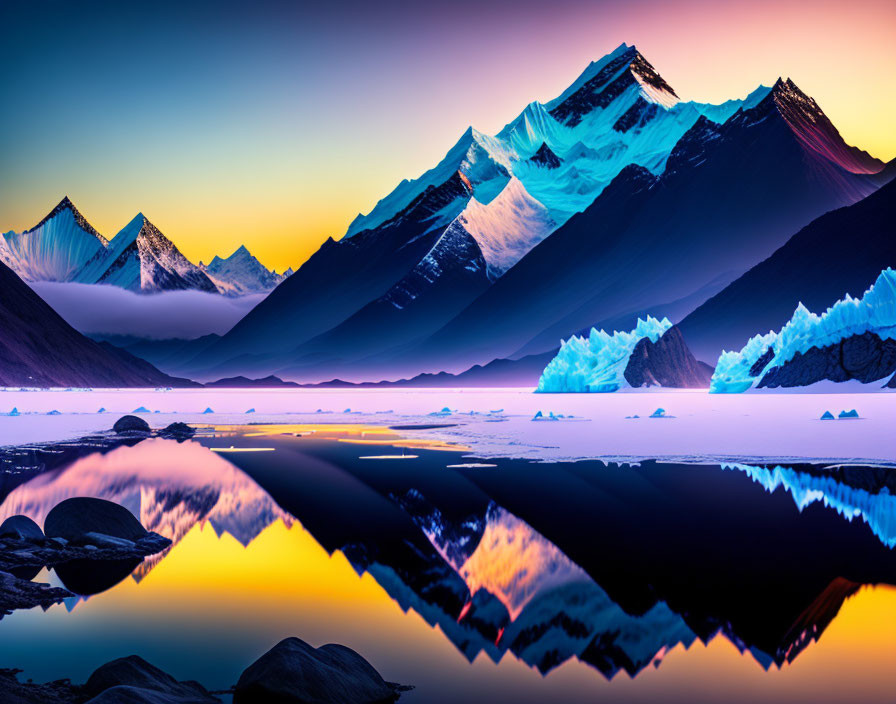 Everest reflect in ocean at evening